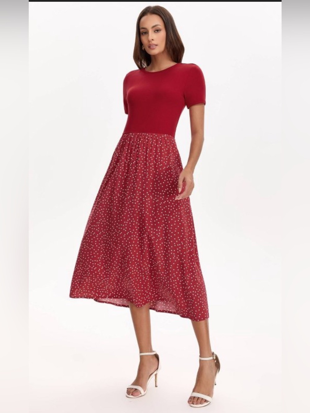 Women’s Short Sleeve Contrast Midi Dress